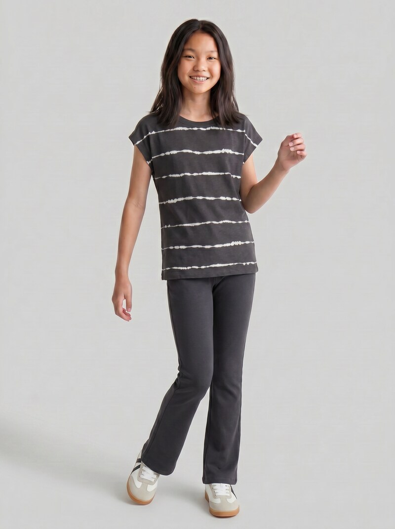 Tom Tailor Oversize T-Shirt mit Streifenmuster - Coal Grey Batik Design