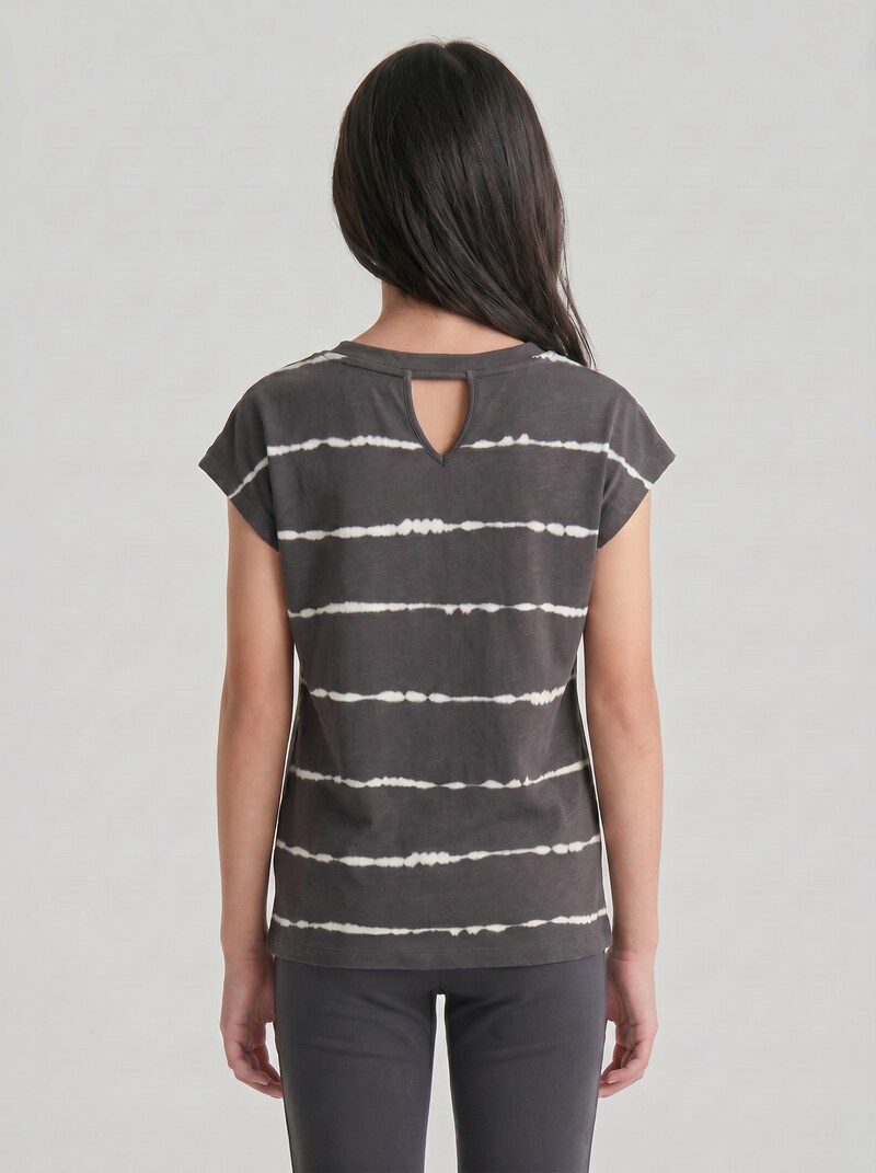 Tom Tailor Oversize T-Shirt mit Streifenmuster - Coal Grey Batik Design