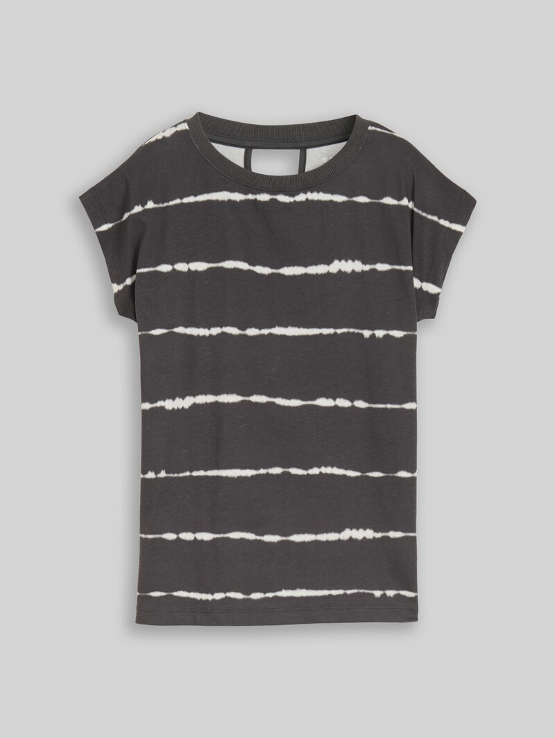 Tom Tailor Oversize T-Shirt mit Streifenmuster - Coal Grey Batik Design