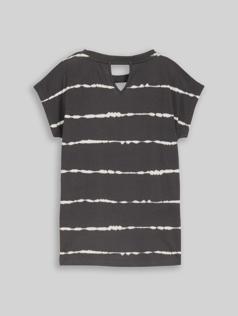 Tom Tailor Oversize T-Shirt mit Streifenmuster - Coal Grey Batik Design