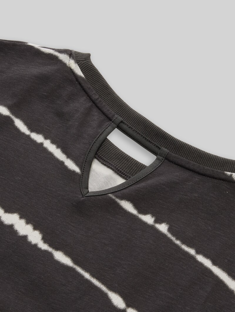Tom Tailor Oversize T-Shirt mit Streifenmuster - Coal Grey Batik Design