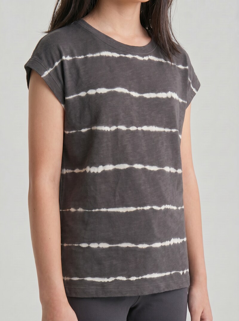 Tom Tailor Oversize T-Shirt mit Streifenmuster - Coal Grey Batik Design