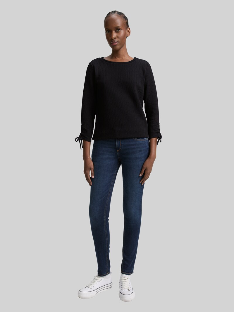 Tom Tailor Slim Fit Sweatshirt mit Raffärmeln - Deep Black