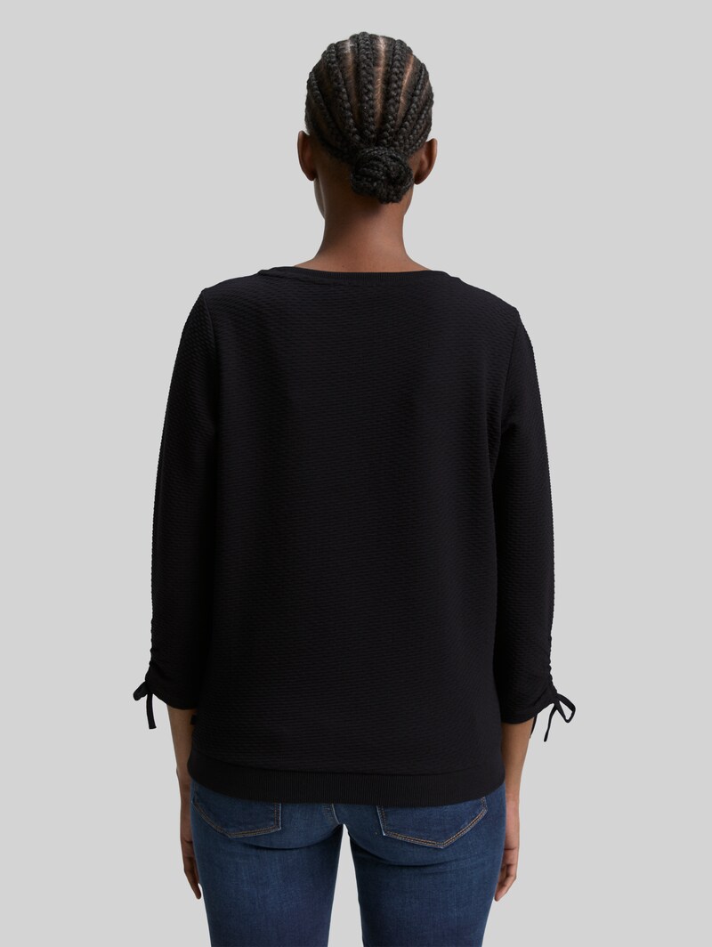 Tom Tailor Slim Fit Sweatshirt mit Raffärmeln - Deep Black