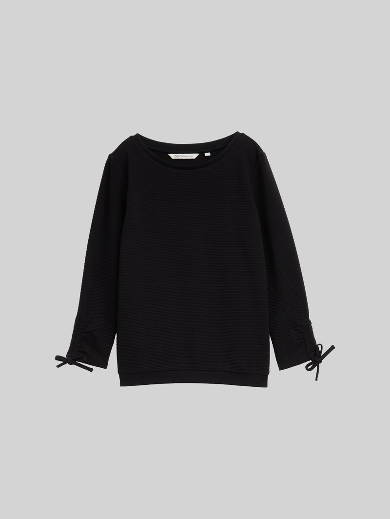 Tom Tailor Slim Fit Sweatshirt mit Raffärmeln - Deep Black