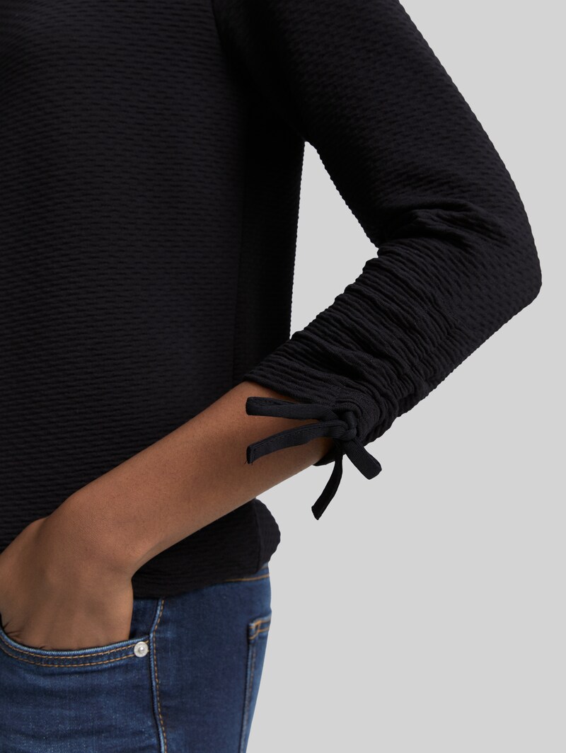 Tom Tailor Slim Fit Sweatshirt mit Raffärmeln - Deep Black