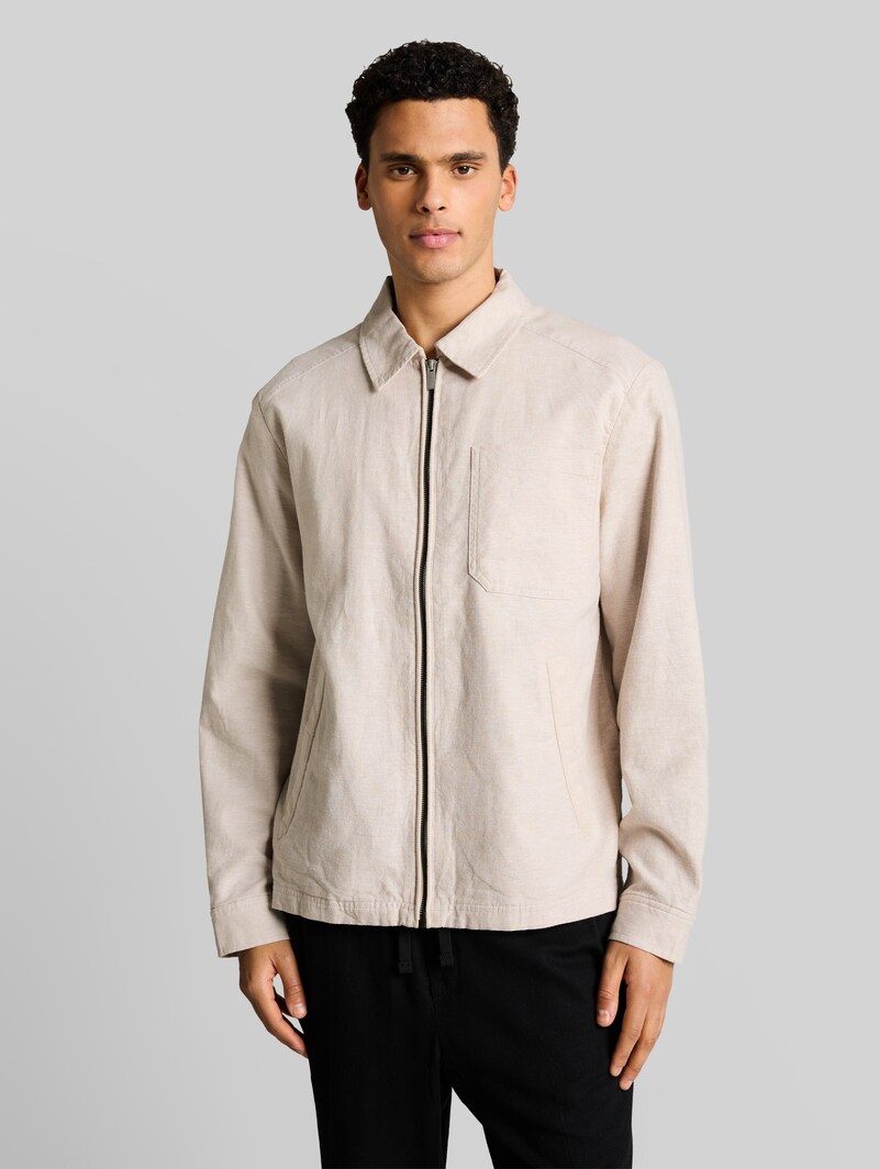 Tom Tailor Hemdjacke mit Leinenanteil - Cashew Beige Chambray