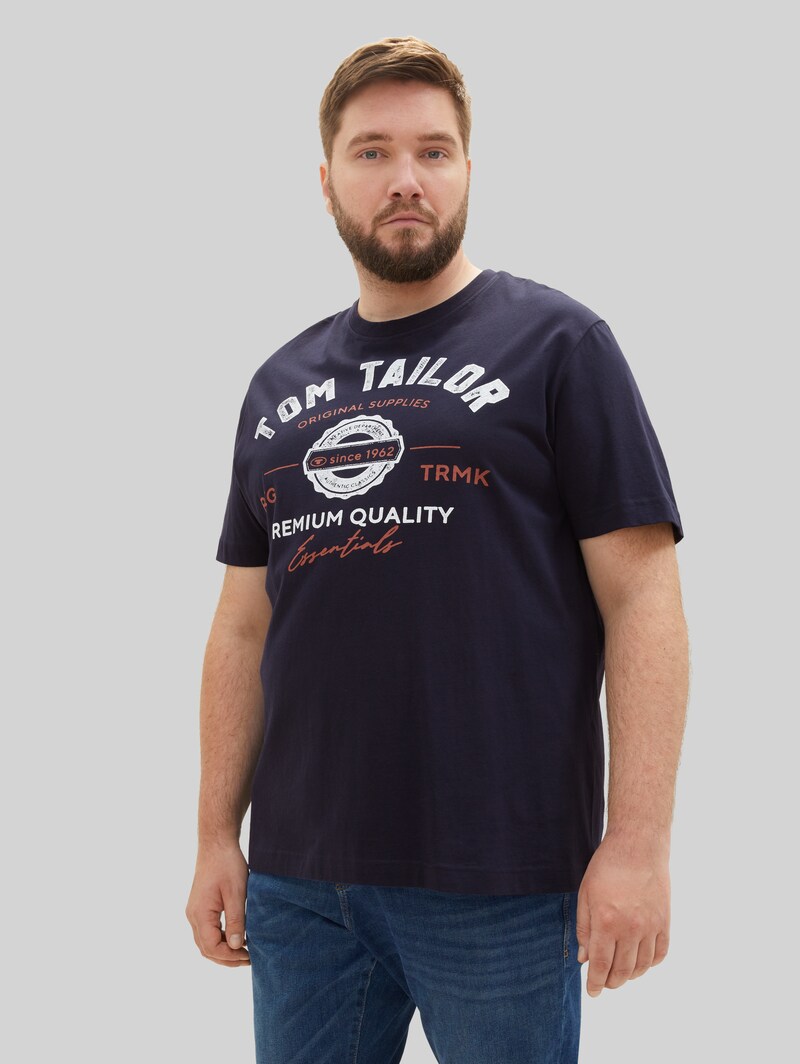 Tom Tailor Plus Size - T-Shirt mit Logo Print - Sky Captain Blue