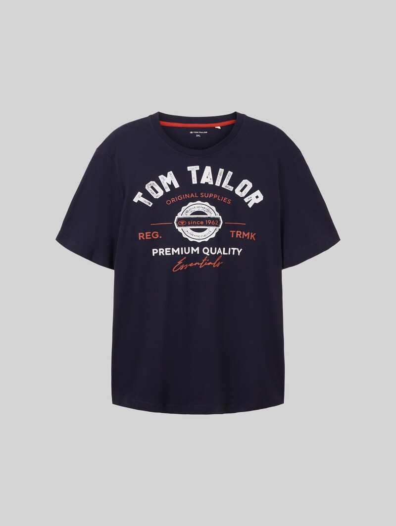 Tom Tailor Plus Size - T-Shirt mit Logo Print - Sky Captain Blue