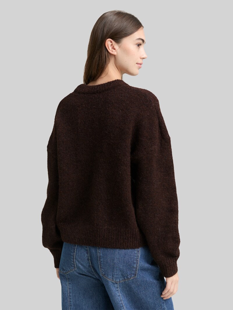Tom Tailor Oversize Strickpullover - Soft Chocolate Brown Melange
