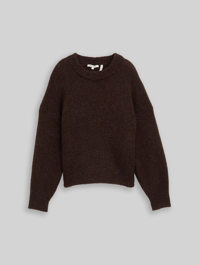 Tom Tailor Oversize Strickpullover - Soft Chocolate Brown Melange