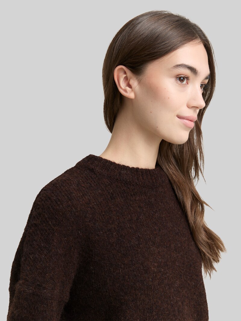 Tom Tailor Oversize Strickpullover - Soft Chocolate Brown Melange