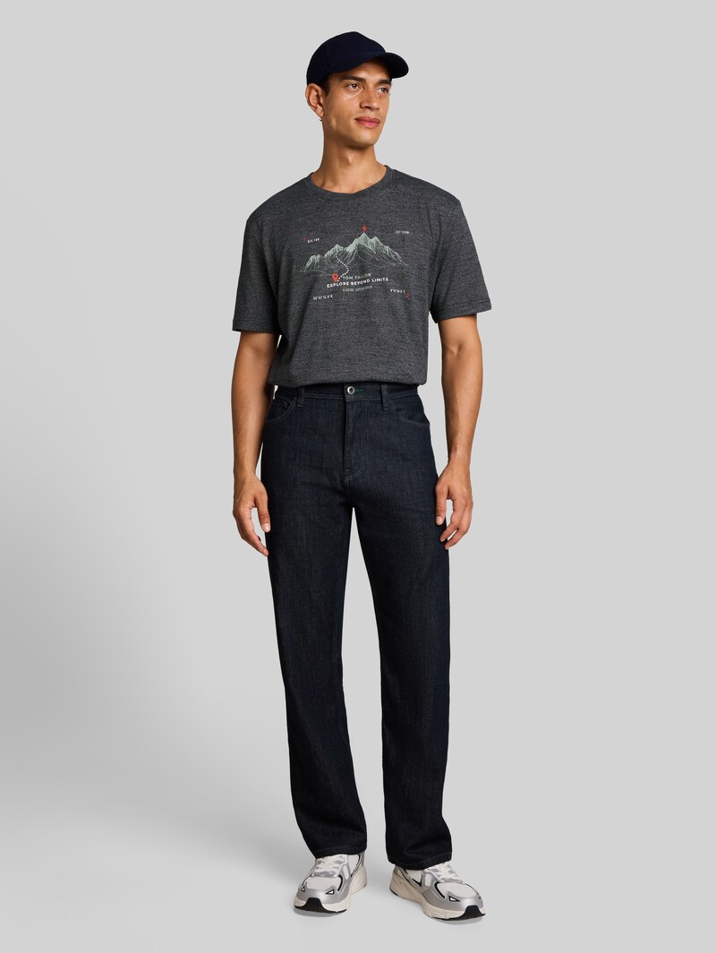 Tom Tailor T-Shirt mit Print - Navy Gardenia White Injected