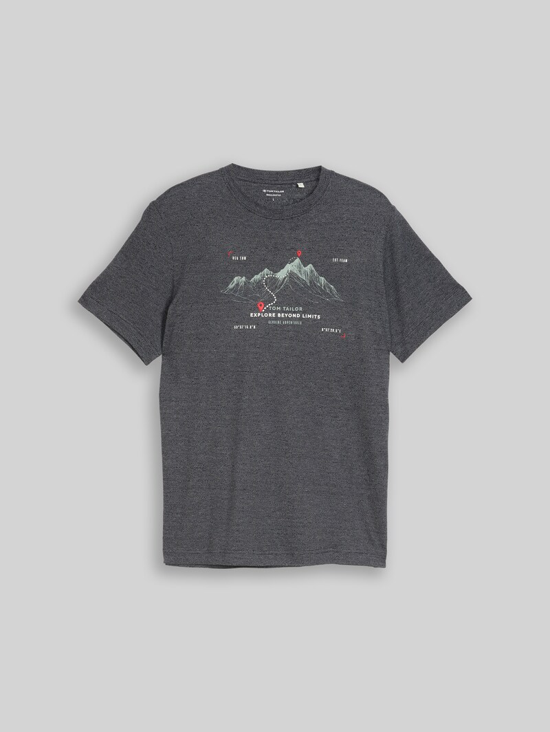 Tom Tailor T-Shirt mit Print - Navy Gardenia White Injected