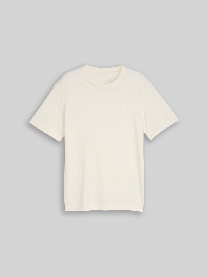 Tom Tailor Basic T-Shirt aus Baumwolle - Gardenia White