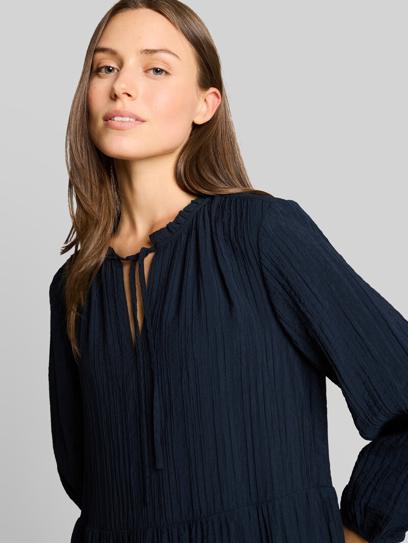 Tom Tailor Crinkle Kleid mit Volants - Sky Captain Blue