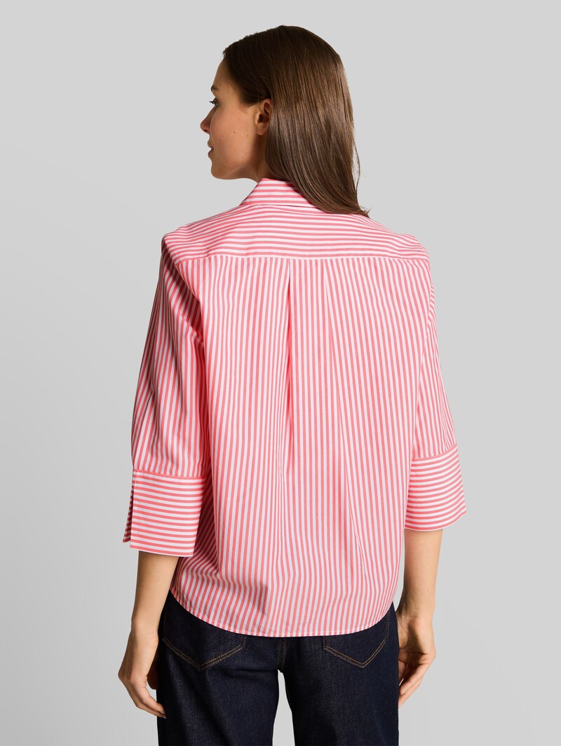 Tom Tailor Popeline Hemdbluse mit 3/4-Arm - Soft Coral White Thin Stripe