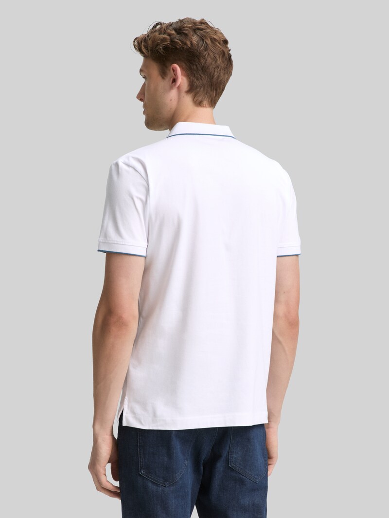 Tom Tailor Slim Fit Jersey Poloshirt mit Stretch - White