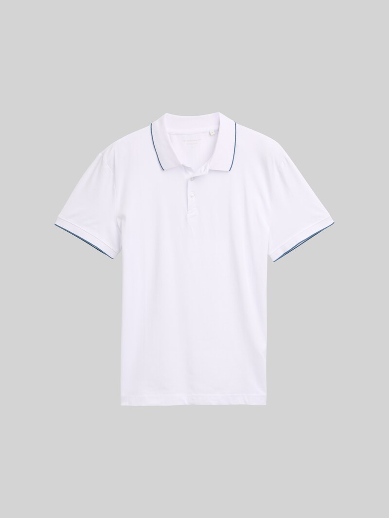 Tom Tailor Slim Fit Jersey Poloshirt mit Stretch - White