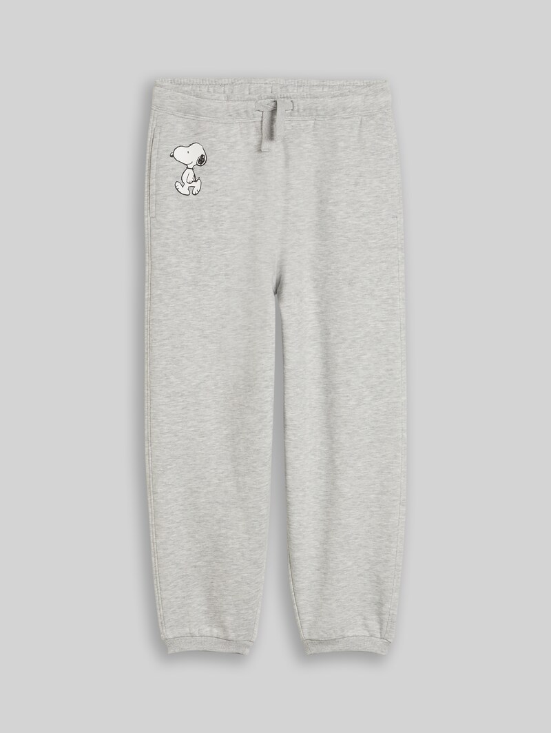 Tom Tailor Jogginghose mit Snoopy-Print in Melange-Optik - Light Stone Grey Melange