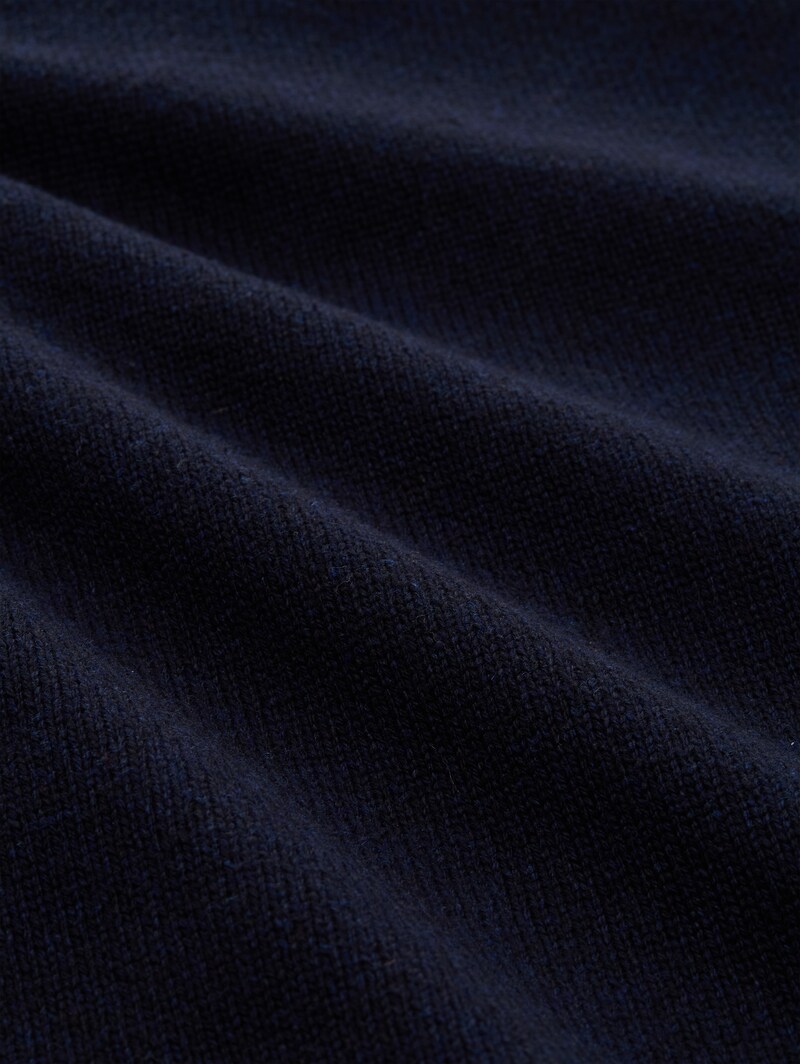 Tom Tailor Strickpullover mit Ripp-Details - Knitted Navy Melange