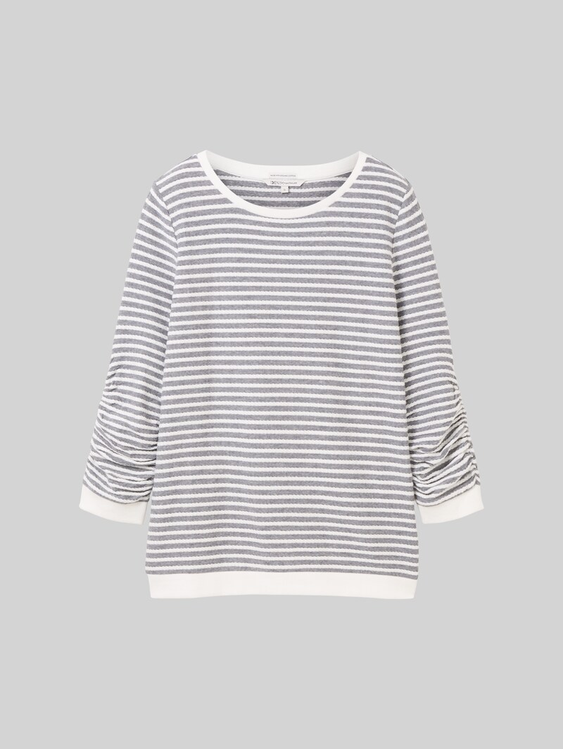 Tom Tailor Sweatshirt mit Streifenmuster - Blue White Structured Stripe