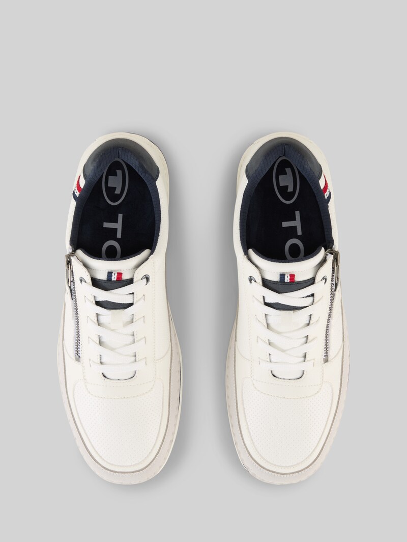 Tom Tailor Sneaker aus strukturiertem Lederimitat - White