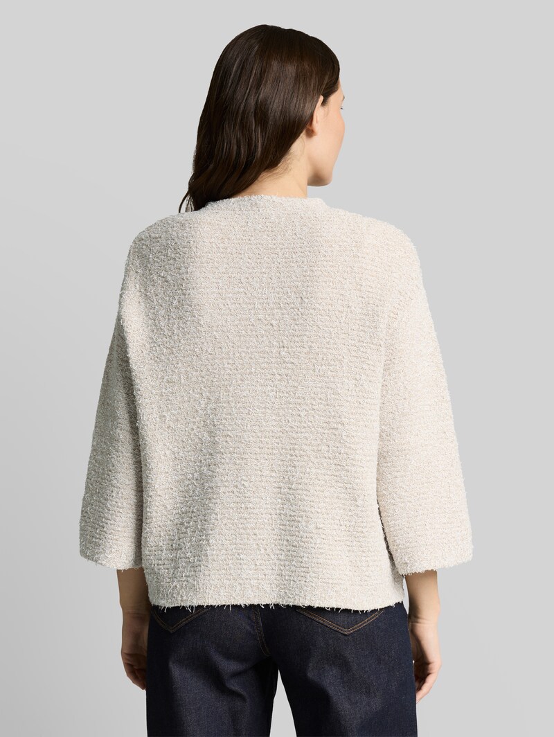Tom Tailor Loose Fit Cardigan mit 3/4-Arm - White Beige Structure