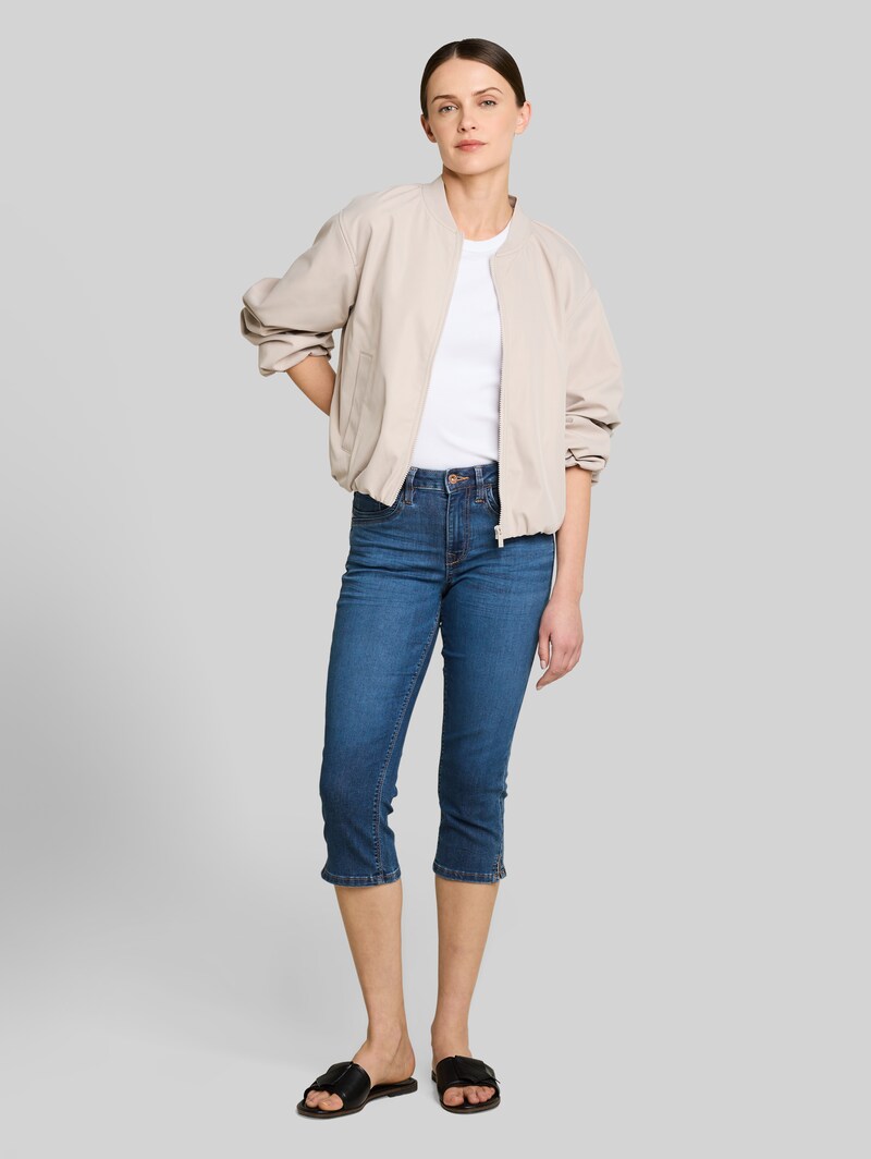 Tom Tailor TTLENE SLIM Capri Jeans mit hohem Stretch - Clean Mid Stone Blue Denim