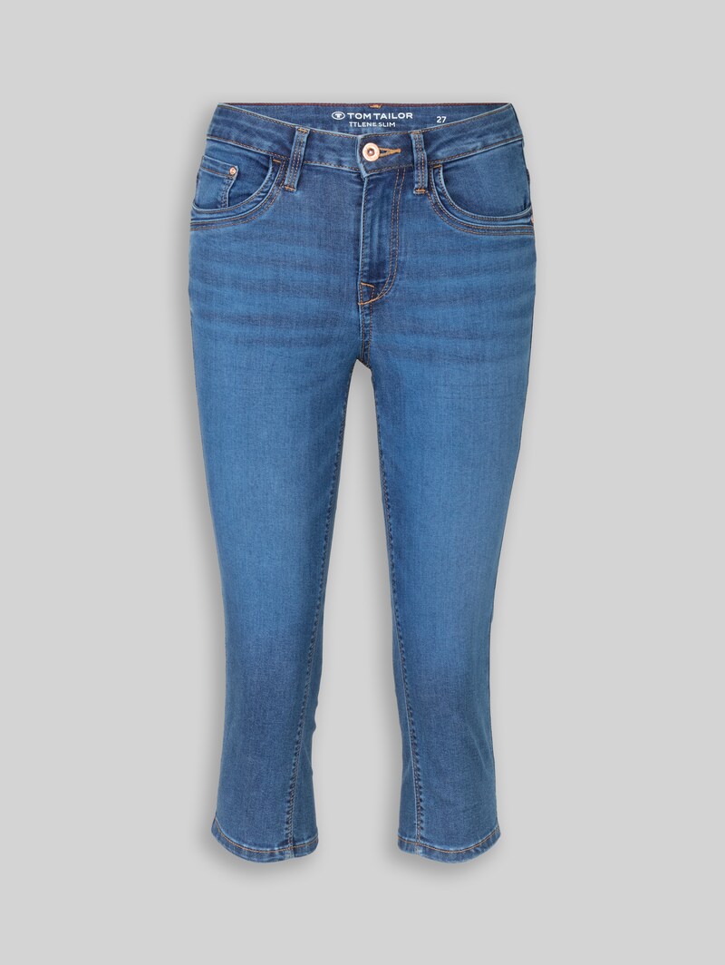 Tom Tailor TTLENE SLIM Capri Jeans mit hohem Stretch - Clean Mid Stone Blue Denim