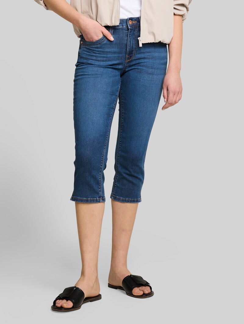Tom Tailor TTLENE SLIM Capri Jeans mit hohem Stretch - Clean Mid Stone Blue Denim