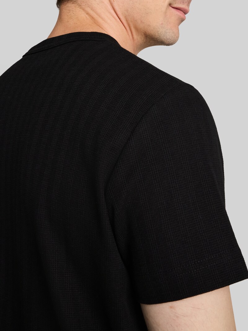 Tom Tailor T-Shirt mit Waffelstruktur - Black