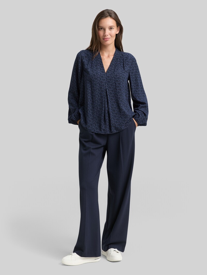 Tom Tailor Bluse mit Muster - Small Blue Wave Print