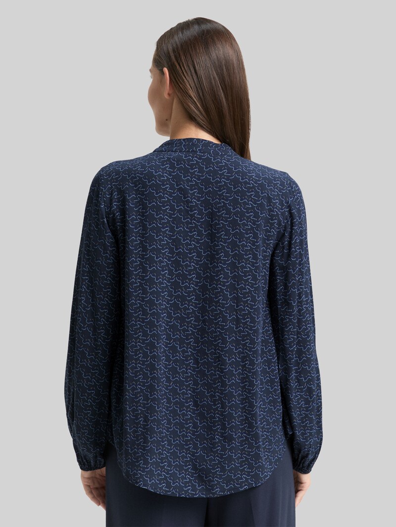 Tom Tailor Bluse mit Muster - Small Blue Wave Print