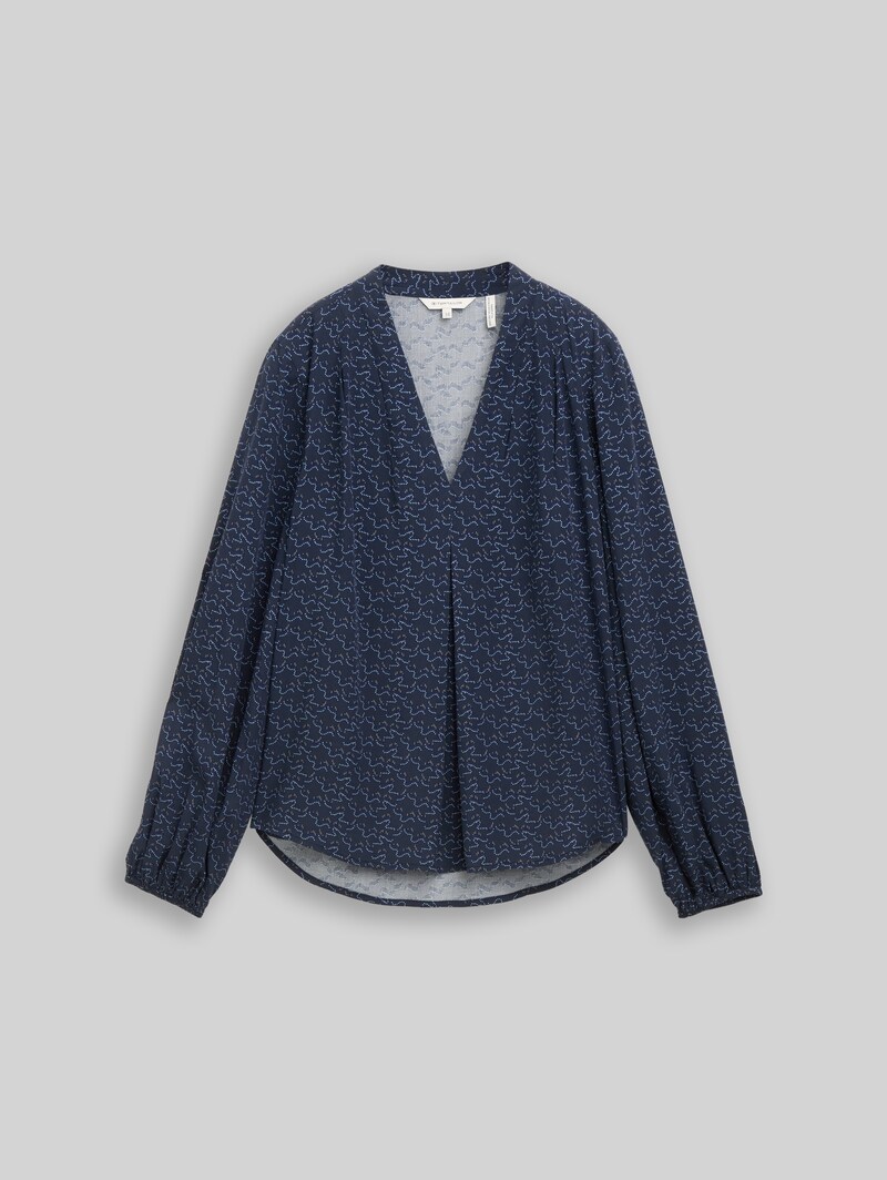 Tom Tailor Bluse mit Muster - Small Blue Wave Print