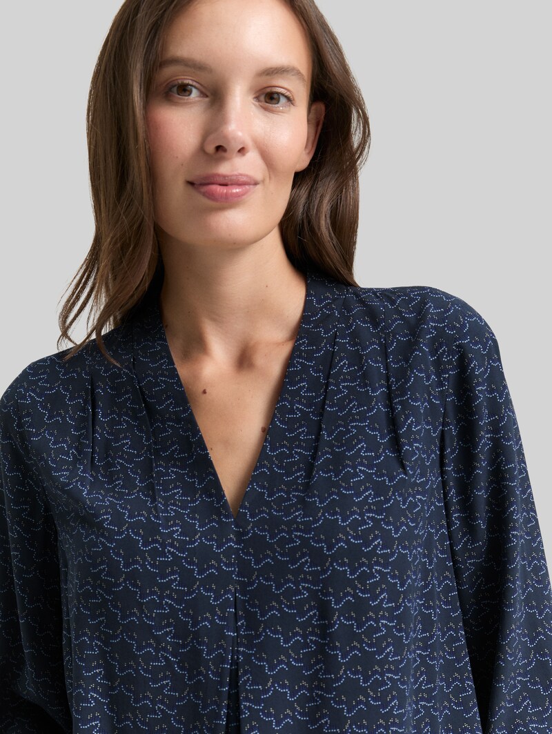 Tom Tailor Bluse mit Muster - Small Blue Wave Print