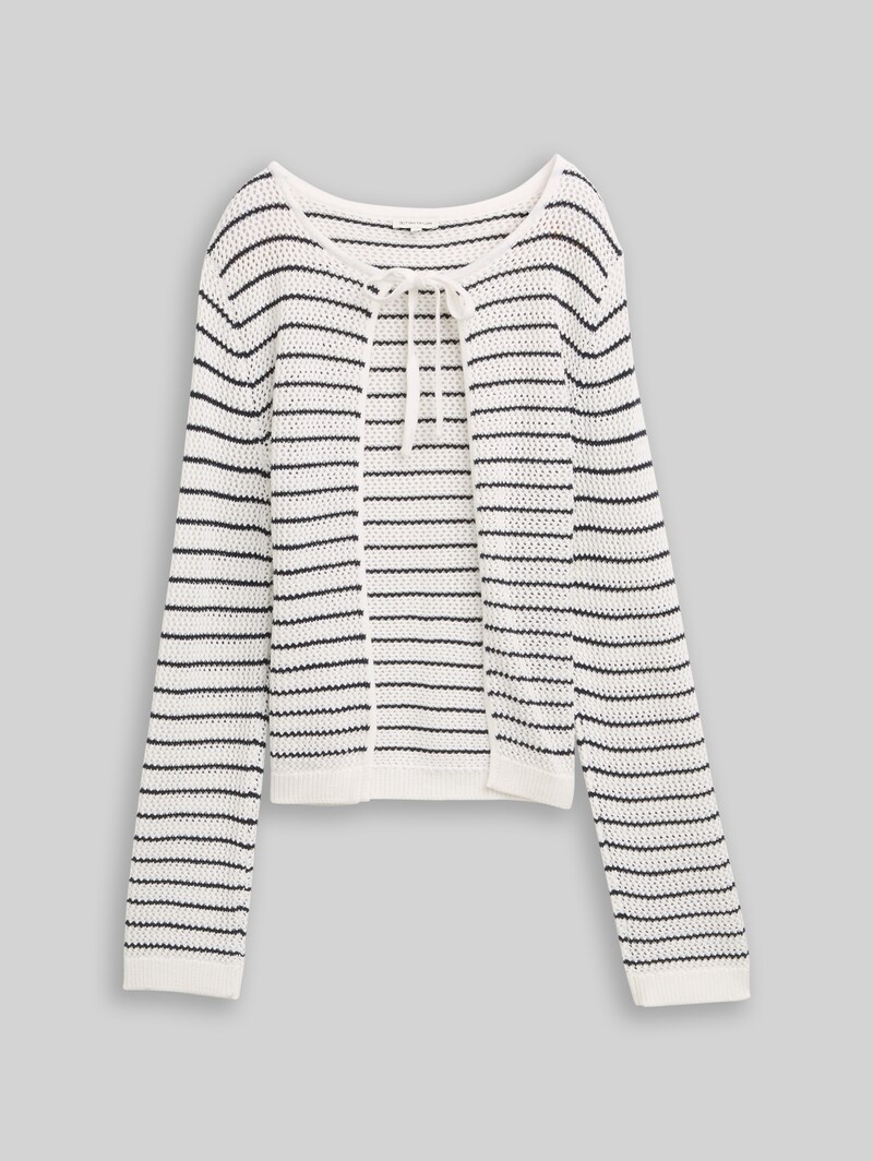 Tom Tailor Cardigan mit Streifenmuster - White Navy Structure Stripe