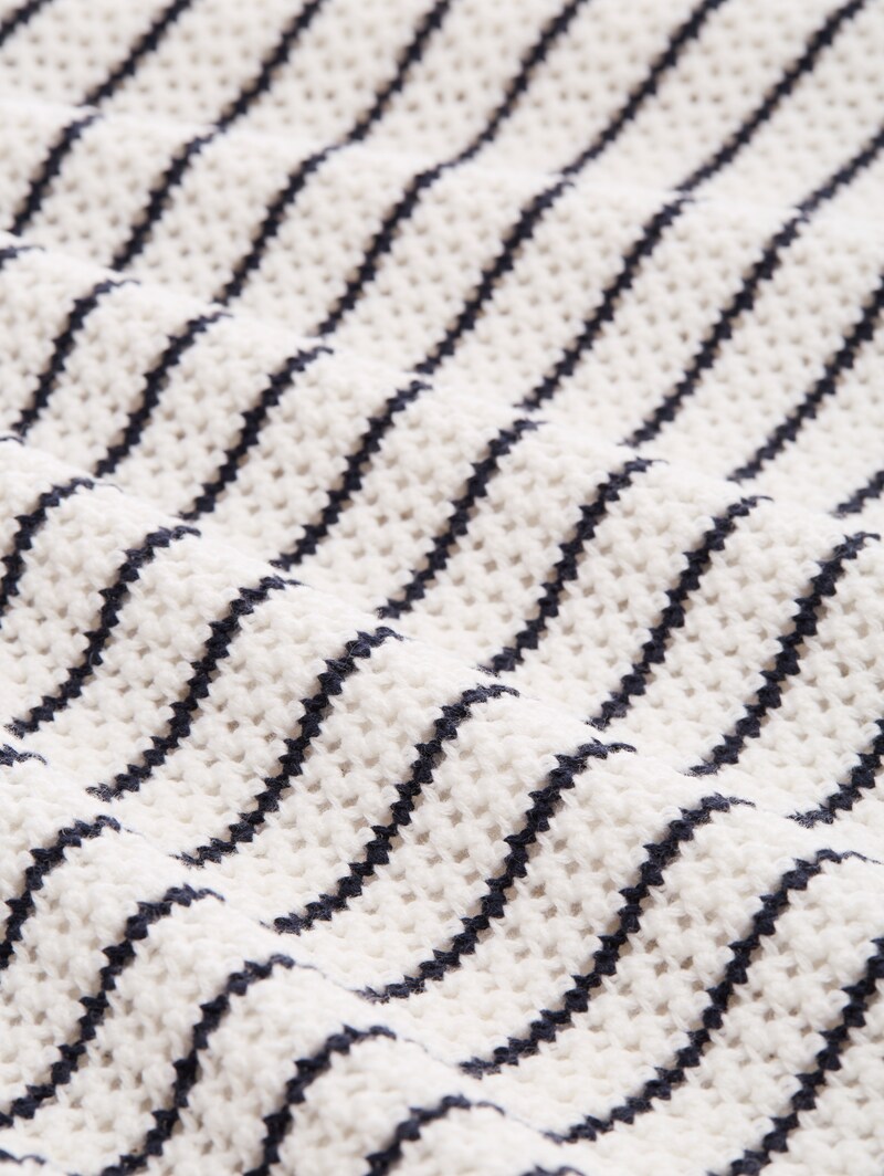 Tom Tailor Cardigan mit Streifenmuster - White Navy Structure Stripe