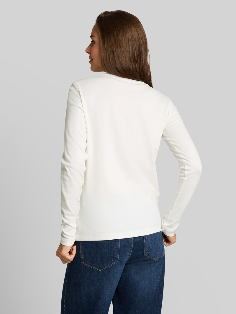 Tom Tailor Basic Langarmshirt aus Baumwolle - Whisper White