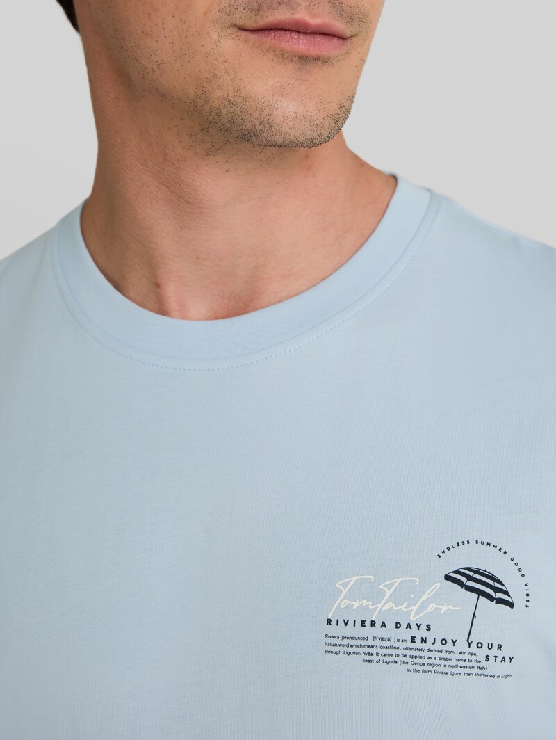 Tom Tailor T-Shirt mit Print - Light Blue Grey
