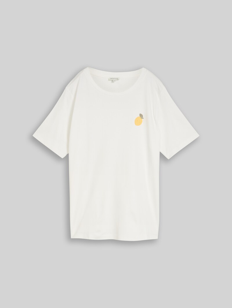 Tom Tailor Plus Size - T-Shirt mit Häkel-Detail - Whisper White