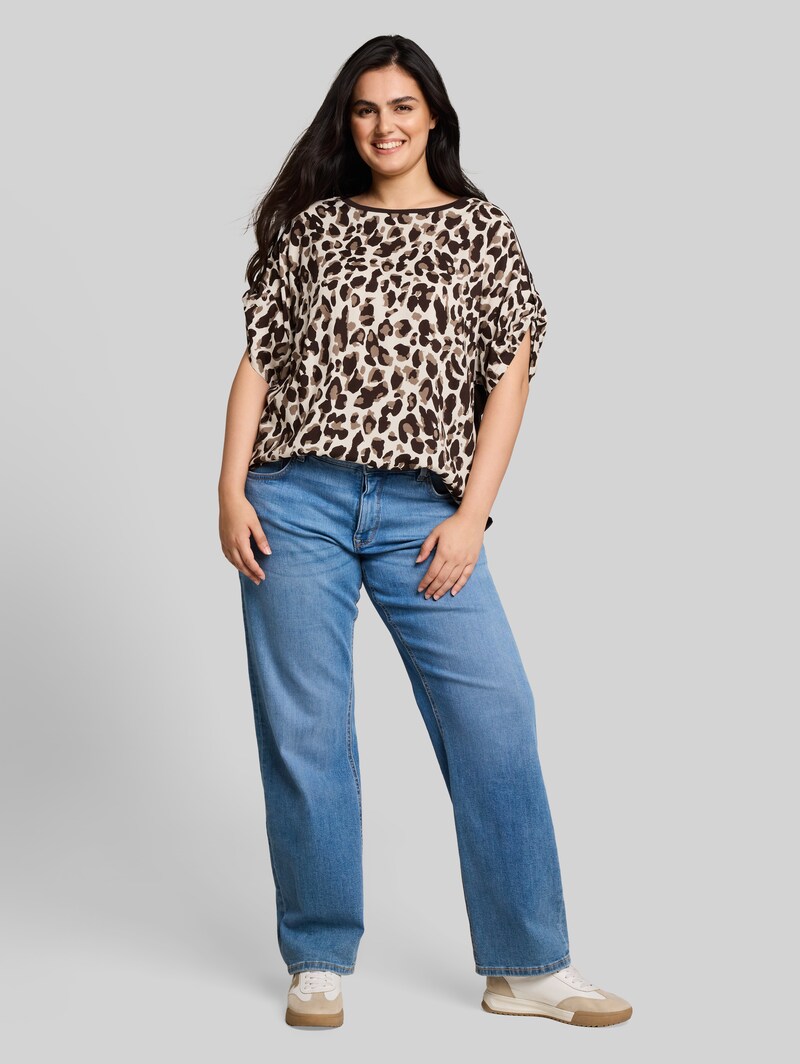 Tom Tailor Plus Size - T-Shirt mit Leo-Print - Brown Beige Leo Print