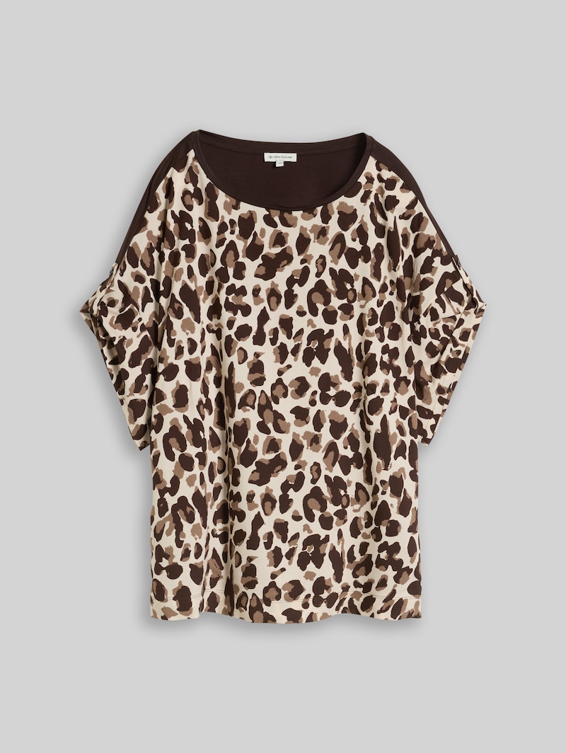 Tom Tailor Plus Size - T-Shirt mit Leo-Print - Brown Beige Leo Print