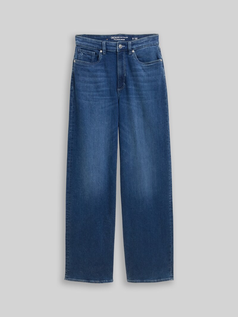 Tom Tailor TTLINOU WIDE High Waist Jeans - Used Dark Stone Blue Denim