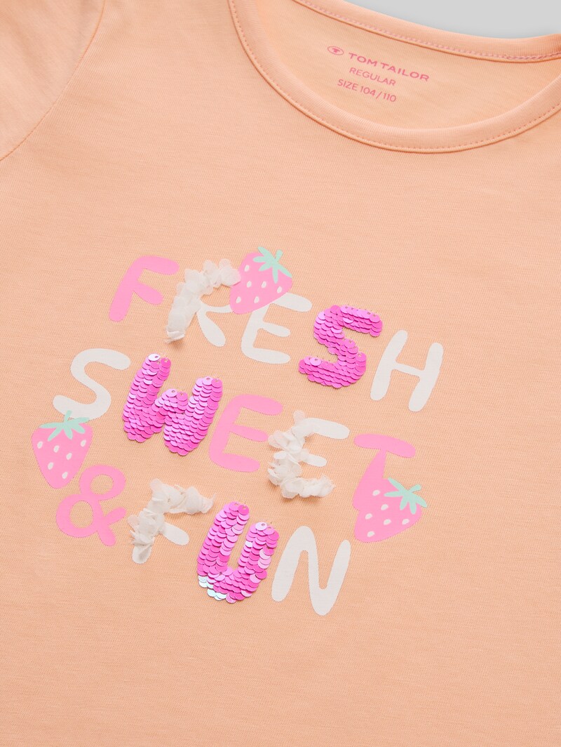 Tom Tailor T-Shirt mit Print - Peach Bloom