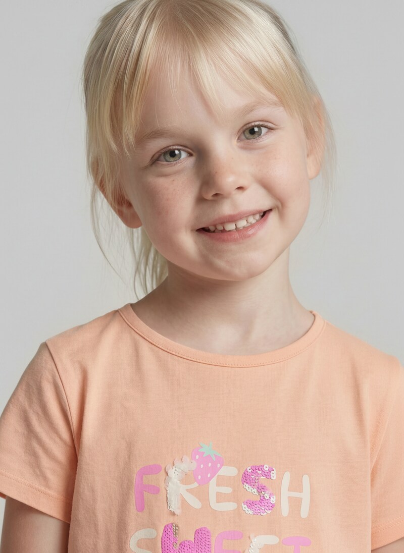 Tom Tailor T-Shirt mit Print - Peach Bloom