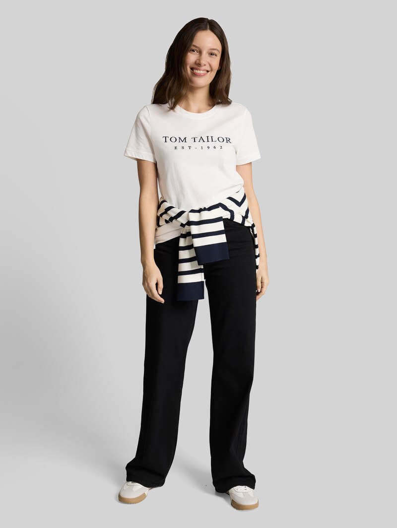 Tom Tailor T-Shirt mit Logo-Stickerei - Off White