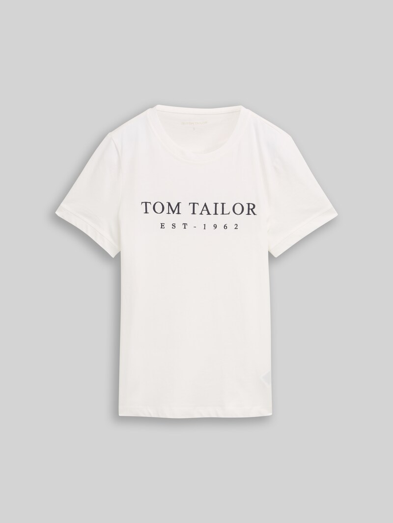 Tom Tailor T-Shirt mit Logo-Stickerei - Off White