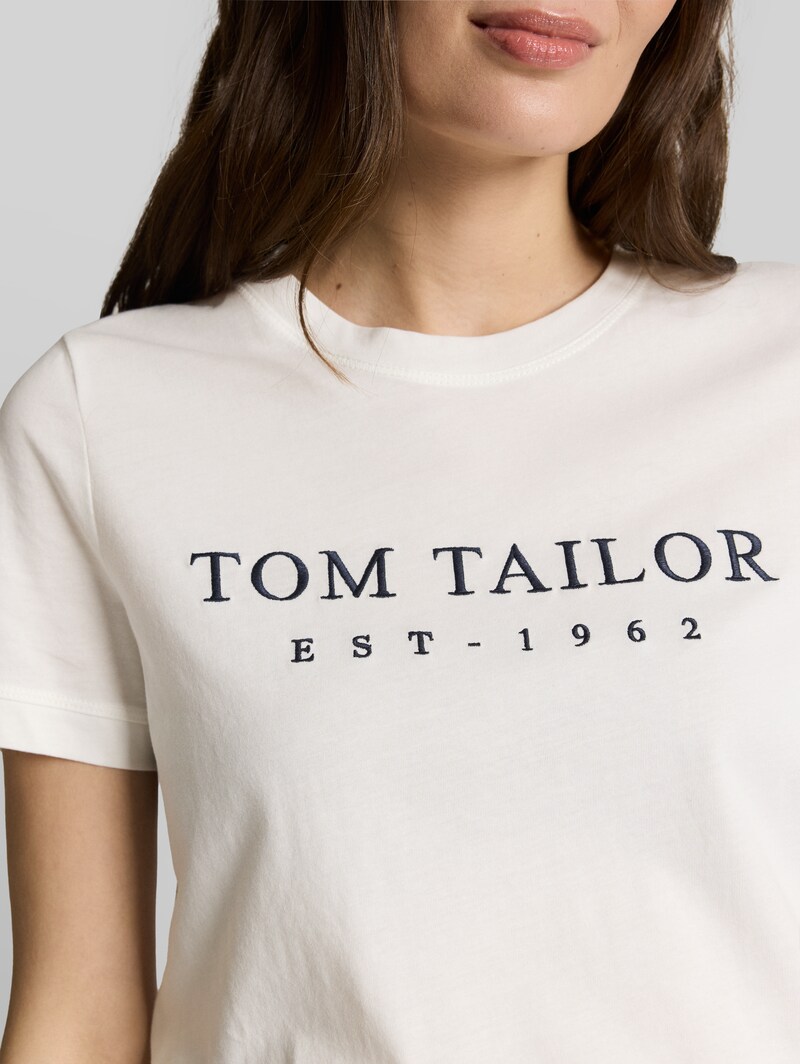 Tom Tailor T-Shirt mit Logo-Stickerei - Off White