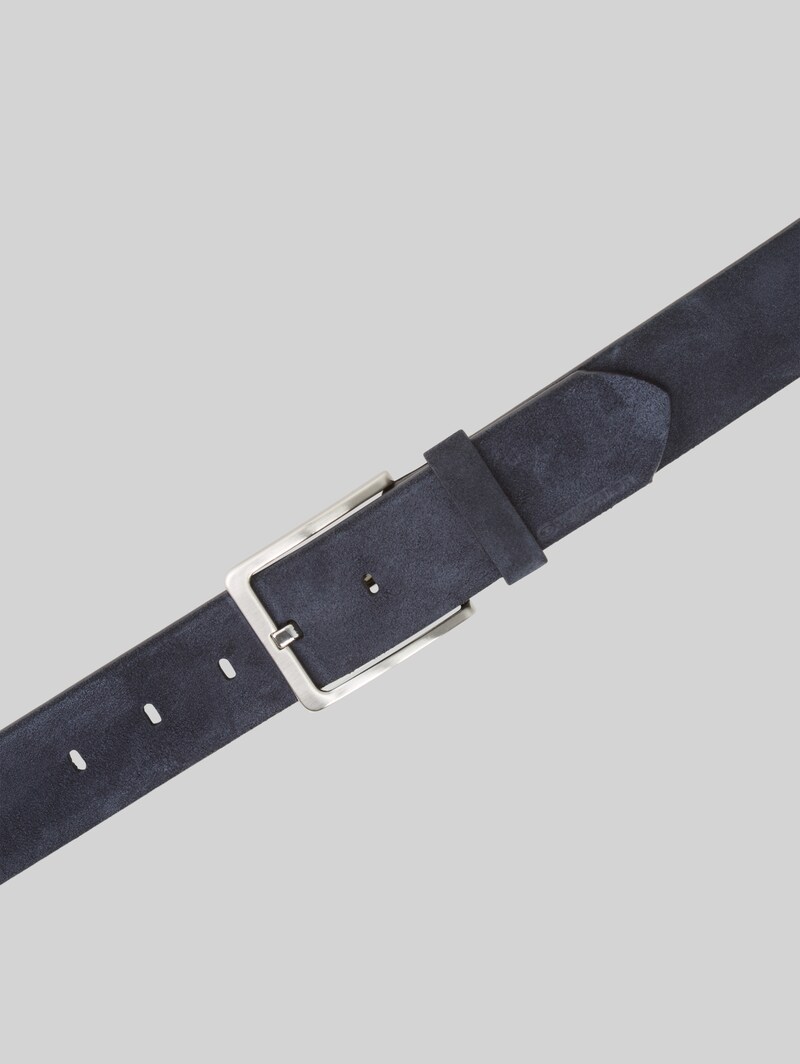 Tom Tailor TTGEORGE Velourledergürtel mit eckiger Dornschließe - Navy Uni